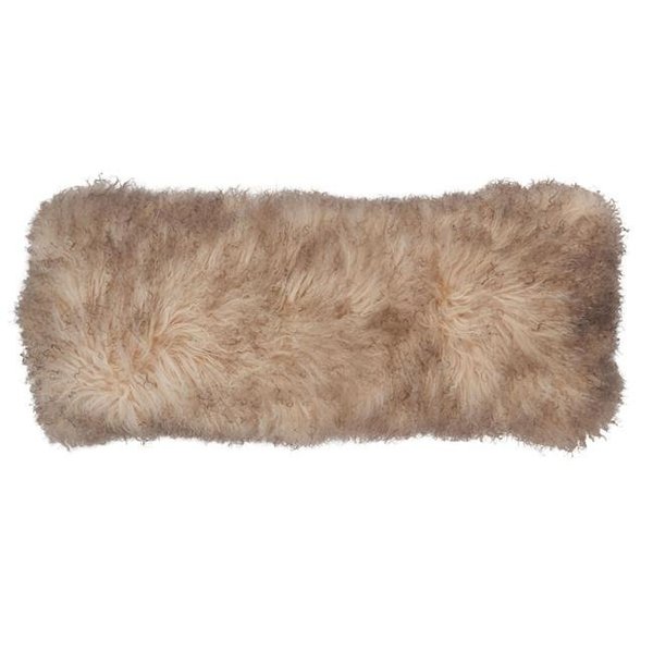 Saro Lifestyle SARO 3564.OY1436B 14 x 36 in. Oblong Oyster Mongolian Lamb Fur Throw Pillow with Poly Filling 3564.OY1436B
